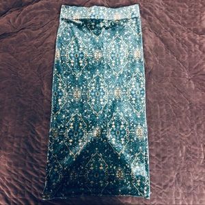 Ecoté Teal Velvet Midi Skirt
